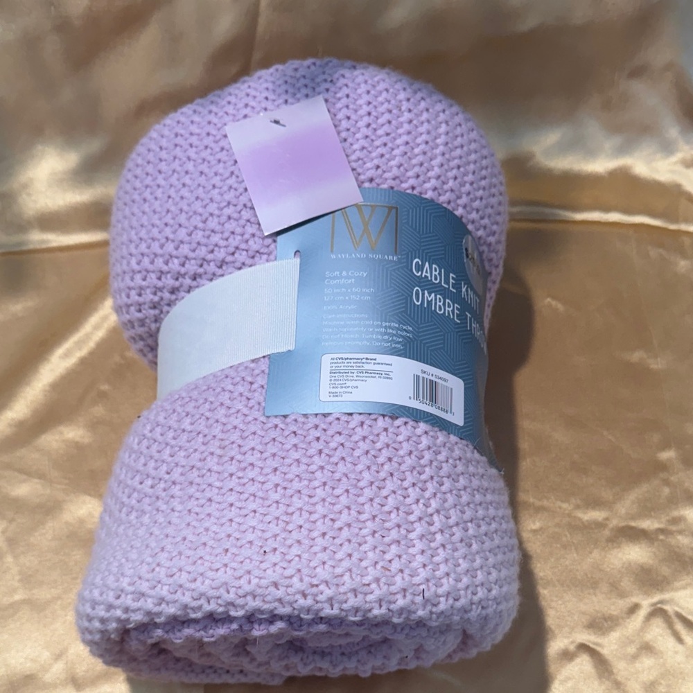 Lavender Cable Knit Throw Blanket